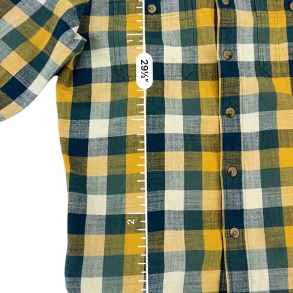 Woolrich Men's Yellow/Blue Long Sleeve Flannel Plaid Button Down Size L - Picture 7 of 11